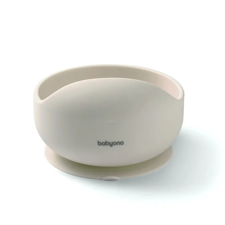BabyOno, silikonowa miseczka z przyssawką, beżowa