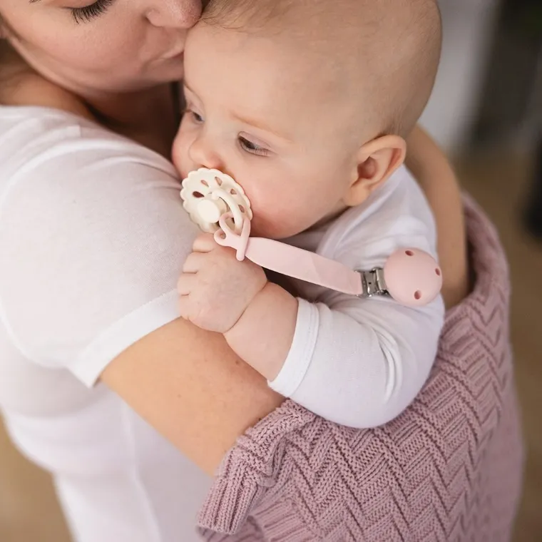 BabyOno, silikonowa zawieszka do smoczka, różowa