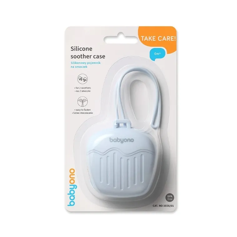 BabyOno, silikonowy pojemnik na smoczek, niebieski