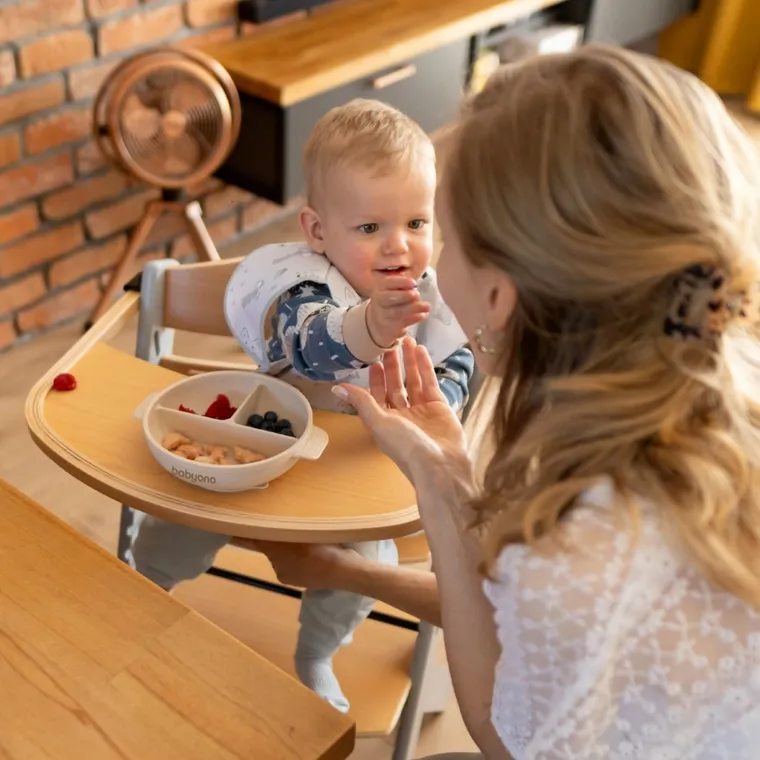 BabyOno, silikonowy talerzyk z przyssawką i przykrywką, beżowy