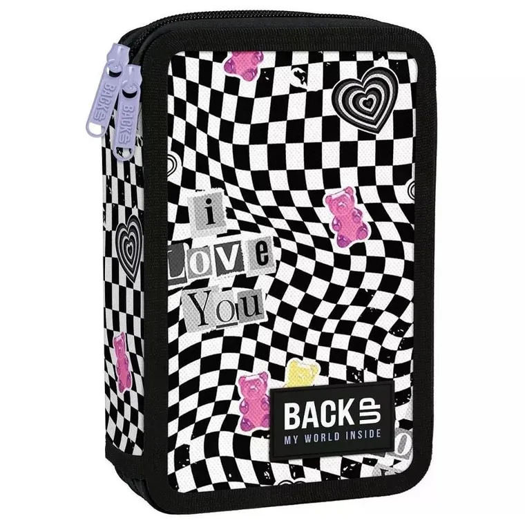 BackUp, piórnik rozkładany, podwójny, z wyposażeniem, Gumi Kratka