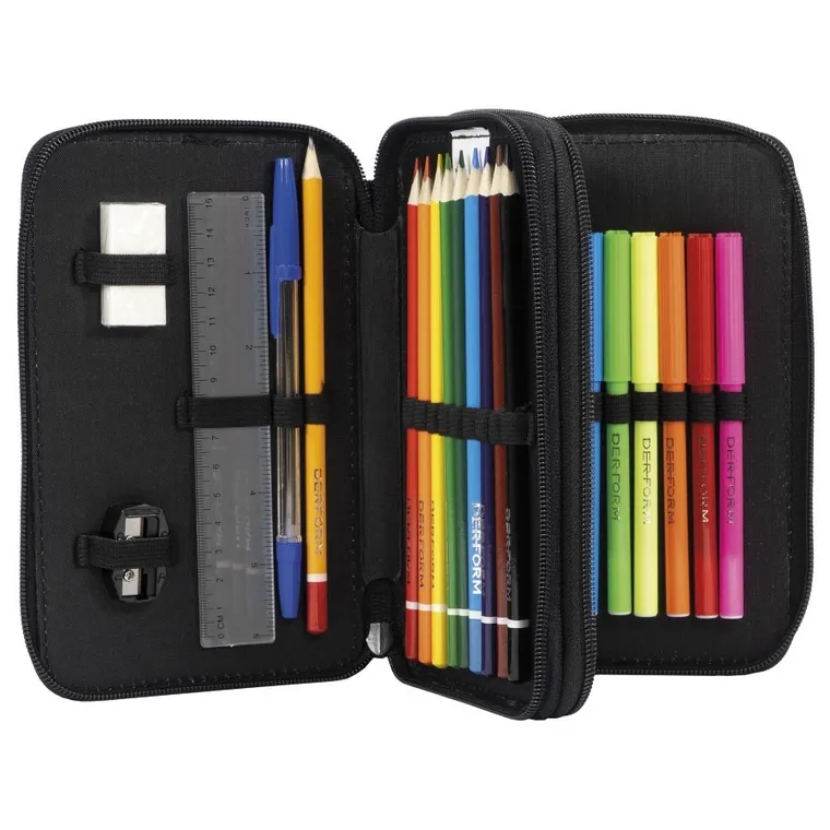 BackUp, piórnik rozkładany, podwójny, z wyposażeniem, Nude Hearts