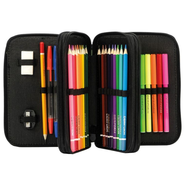 BackUp, piórnik rozkładany, potrójny, z wyposażeniem, Rex