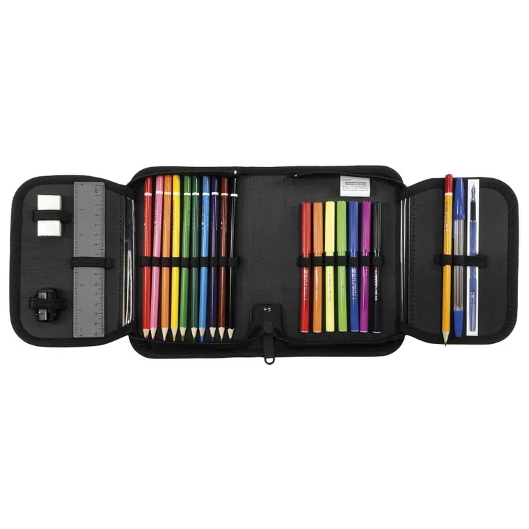 BackUp, piórnik, rozkładany, z wyposażeniem, Happy Face