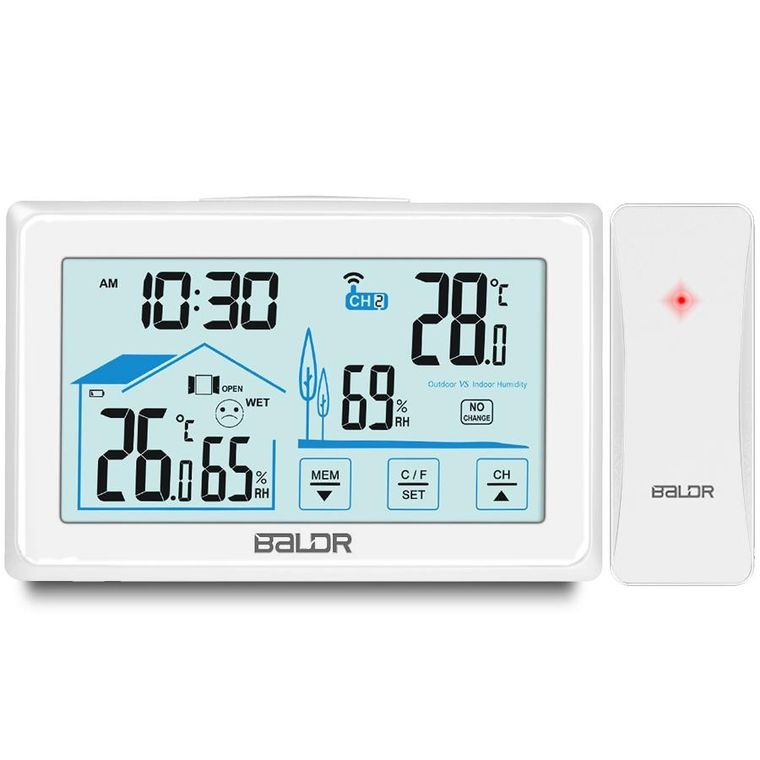 Baldr, stacja pogodowa z wyświetlaczem, biała