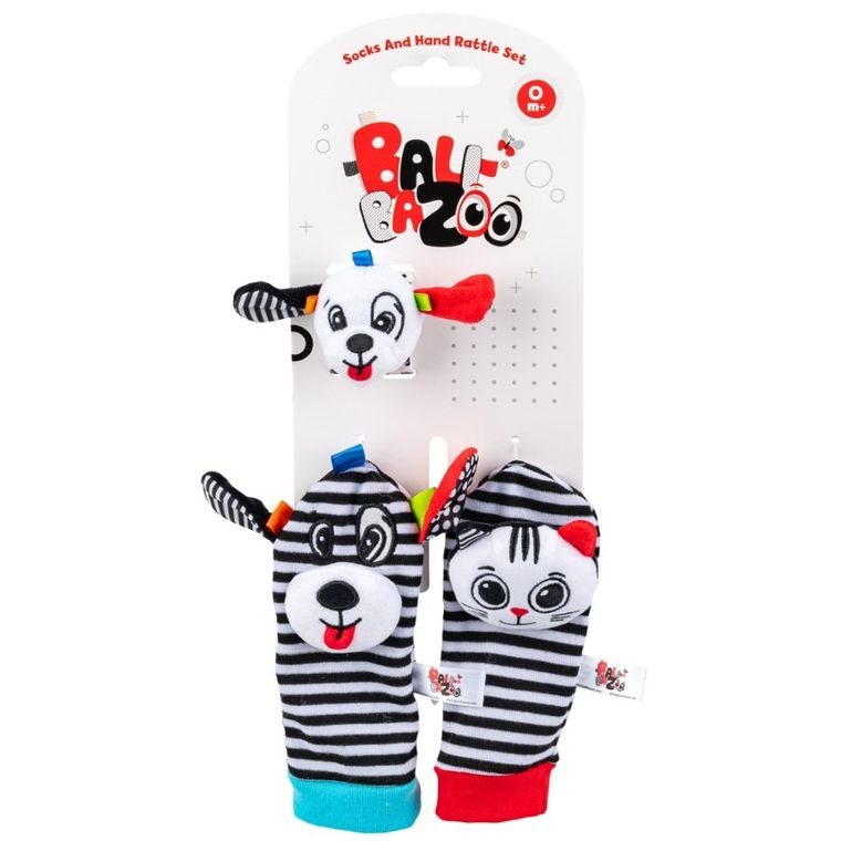 Balibazoo, skarpetki i grzechotka na rączkę, zestaw