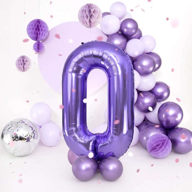 Balon foliowy, cyfra 0, fioletowy, 100 cm