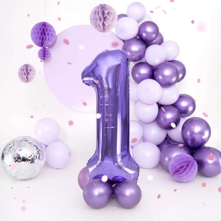 Balon foliowy, cyfra 1, fioletowy, 100 cm