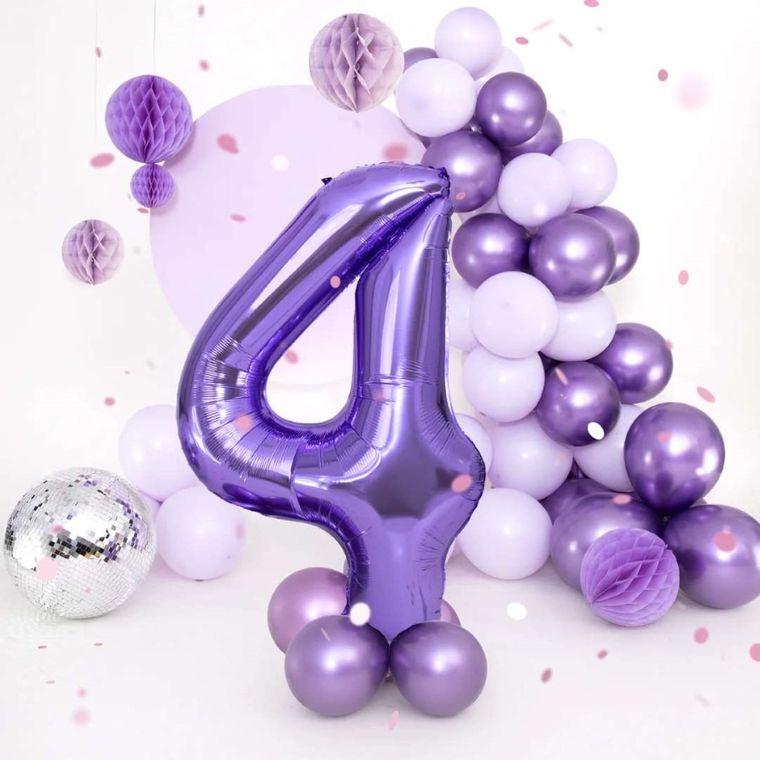 Balon foliowy, cyfra 4, fioletowy, 100 cm