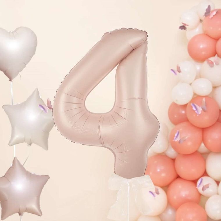 Balon foliowy, cyfra 4, karmelowy, 100 cm