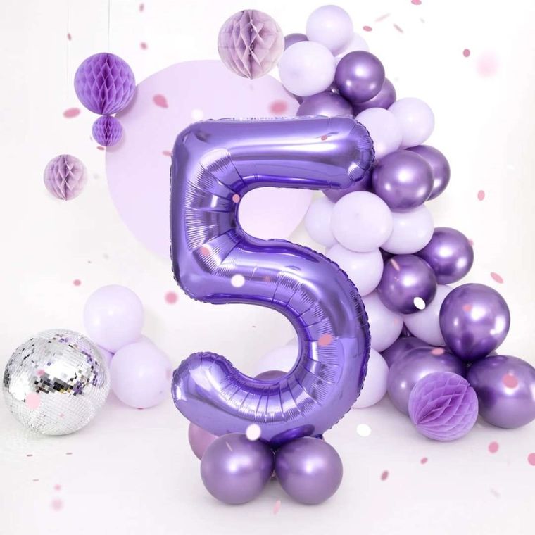 Balon foliowy, cyfra 5, fioletowy, 100 cm