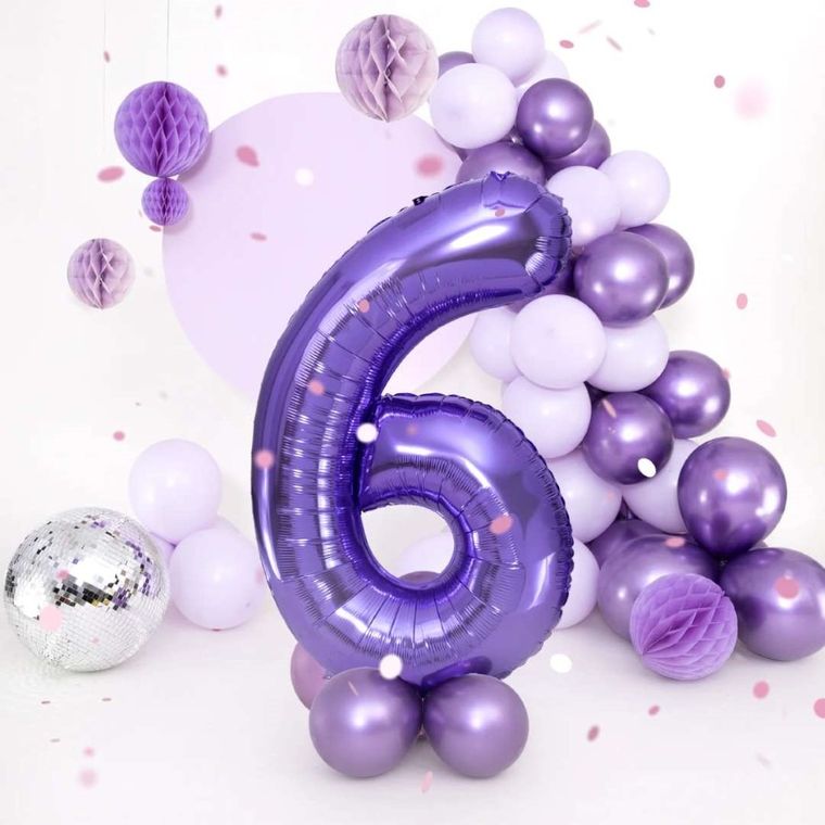 Balon foliowy, cyfra 6, fioletowy, 100 cm