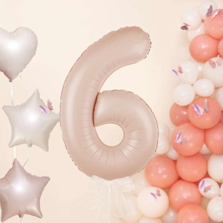 Balon foliowy, cyfra 6, karmelowy, 100 cm