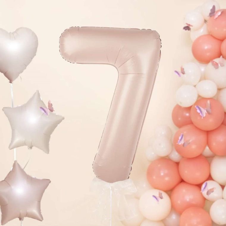 Balon foliowy, cyfra 7, karmelowy, 100 cm