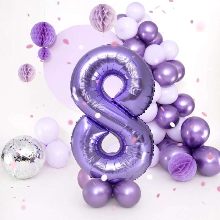 Balon foliowy, cyfra 8, fioletowy, 100 cm