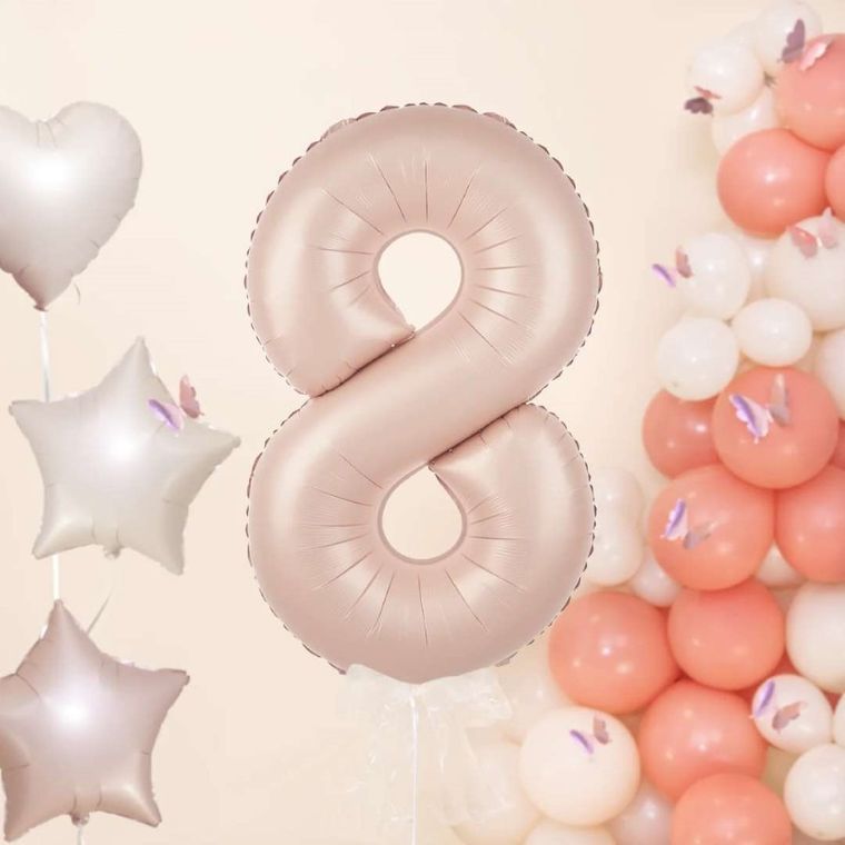 Balon foliowy, cyfra 8, karmelowy, 100 cm