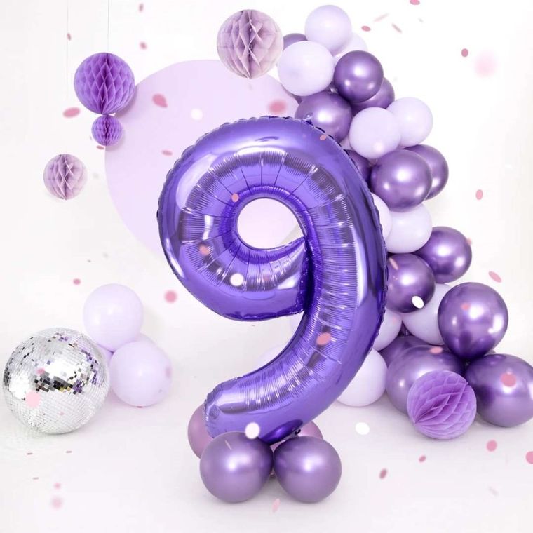 Balon foliowy, cyfra 9, fioletowy, 100 cm