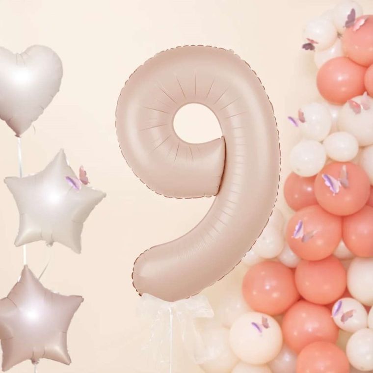 Balon foliowy, cyfra 9, karmelowy, 100 cm