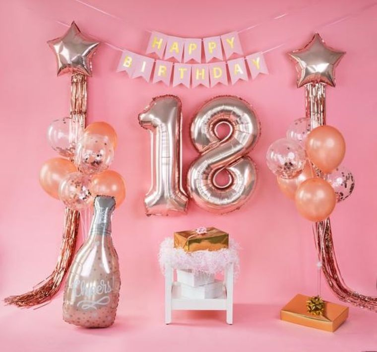 Balon foliowy, szampan, butelka, różowy, 49-98 cm