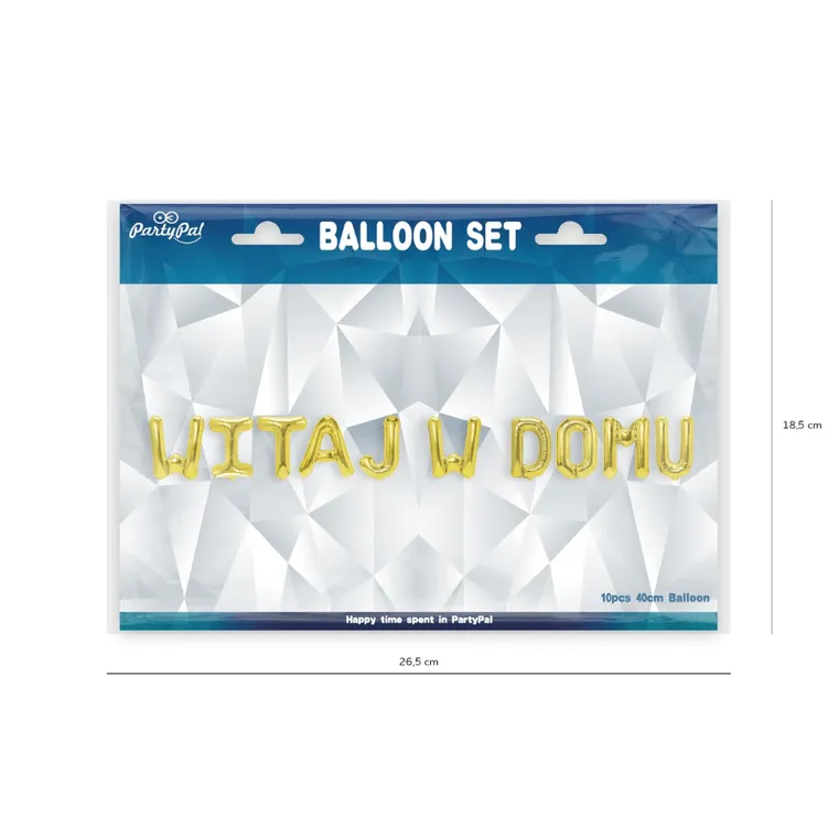Balony Foliowe, napis Witaj w domu, 40 cm, złoty