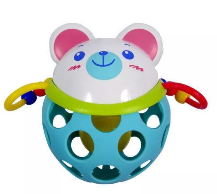 BamBam, miś, gumowa kula z grzechotką