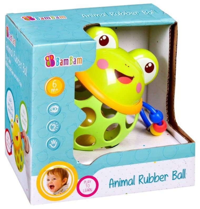 BamBam, żaba, gumowa kula z grzechotką