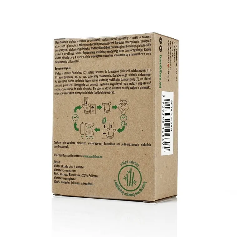 Bambiboo, wkłady chłonne do pieluszek wielorazowych, bambus, 2 szt.
