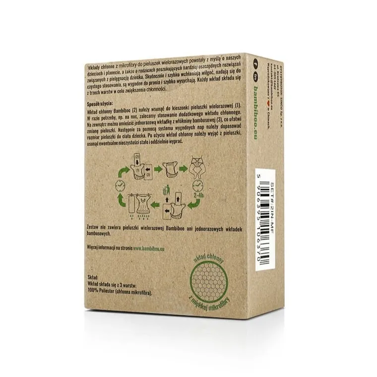 Bambiboo, wkłady chłonne do pieluszek wielorazowych, mikrofibra, 2 szt.