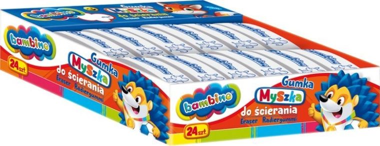 Bambino, gumka do ścierania, biała myszka, 1 szt.