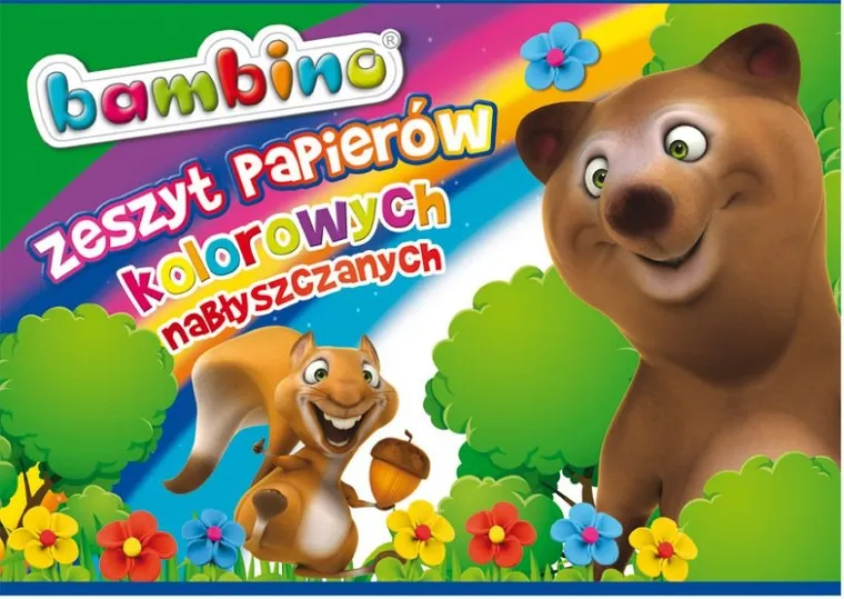 Bambino, zeszyt papierów kolorowych, nabłyszczanych, A4, 10 kartek
