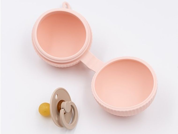 Bamboom, silikonowe etui na smoczek, różowe