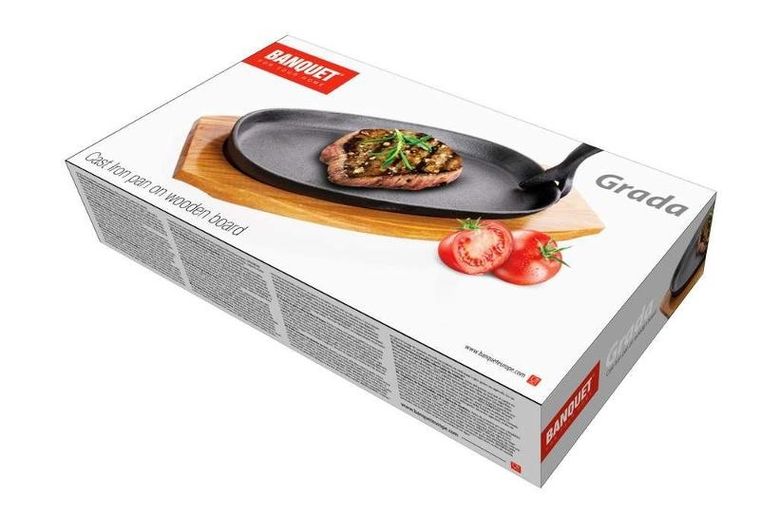 Banquet, Grada, patelnia żeliwna z drewnianą deską, 23-14 cm