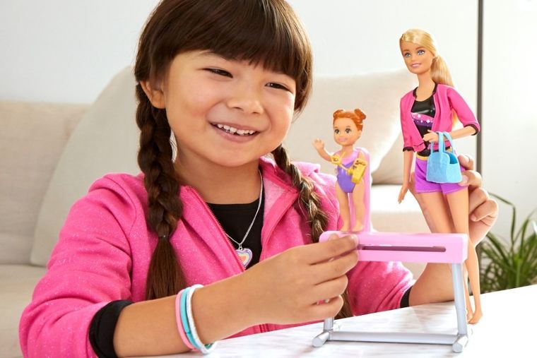 Barbie, Gimnastyczka, lalka blondynka, mini-laleczka i akcesoria