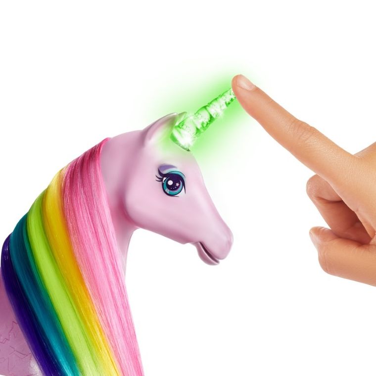 Barbie, Jednorożec Magia świateł, zestaw z lalką, światło i dźwięk