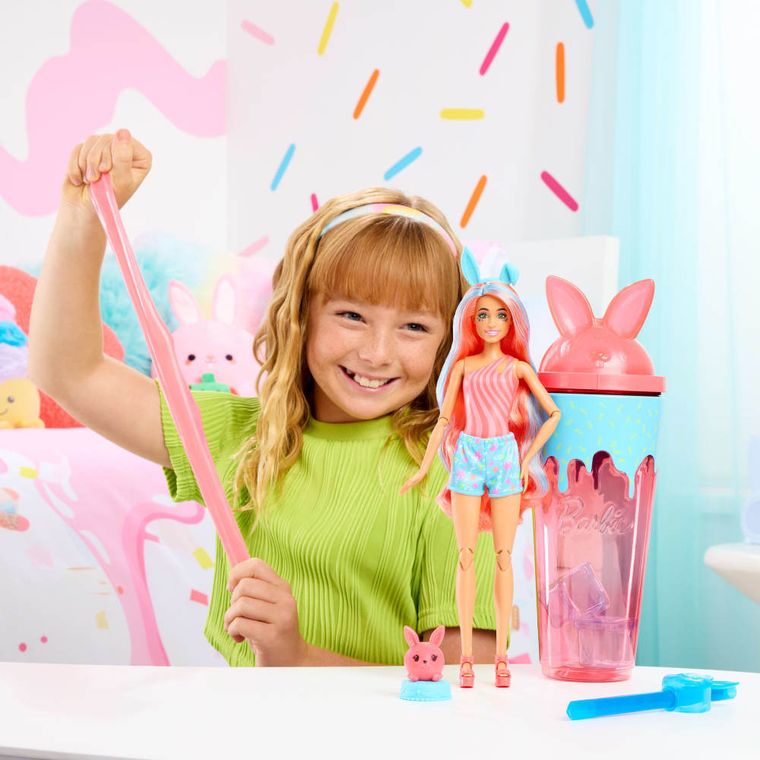 Barbie, Pop Reveal, pachnąca lalka króliczek i figurka zwierzątka, zestaw z niespodziankami
