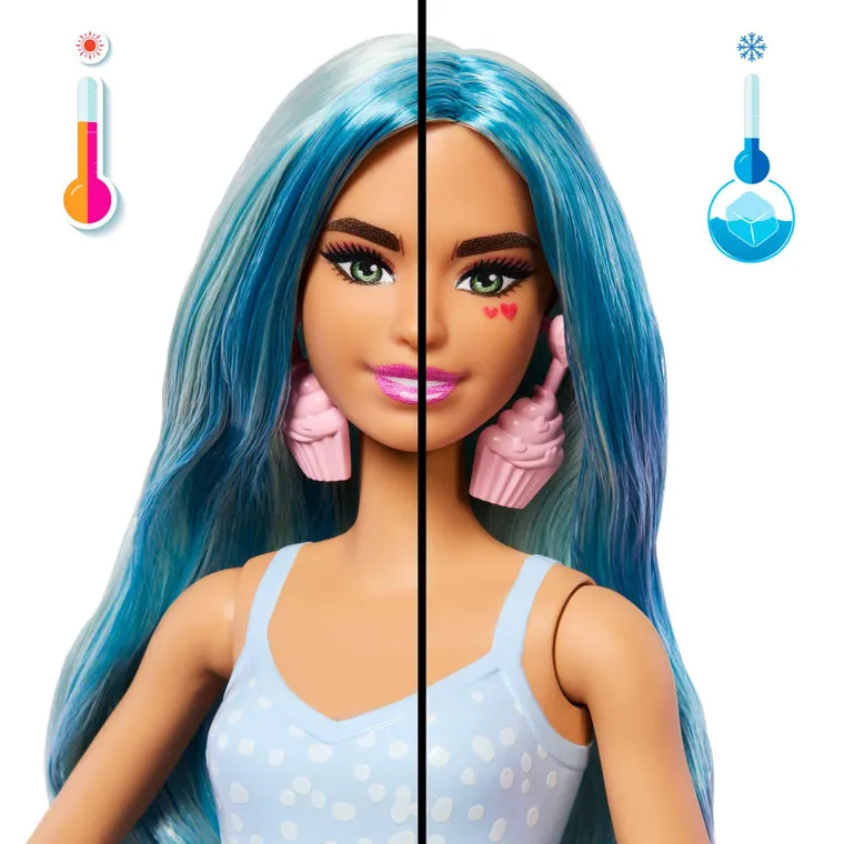 Barbie, Pop Reveal, Stylowy deser, Babeczka, lalka z akcesoriami, zestaw niebieski