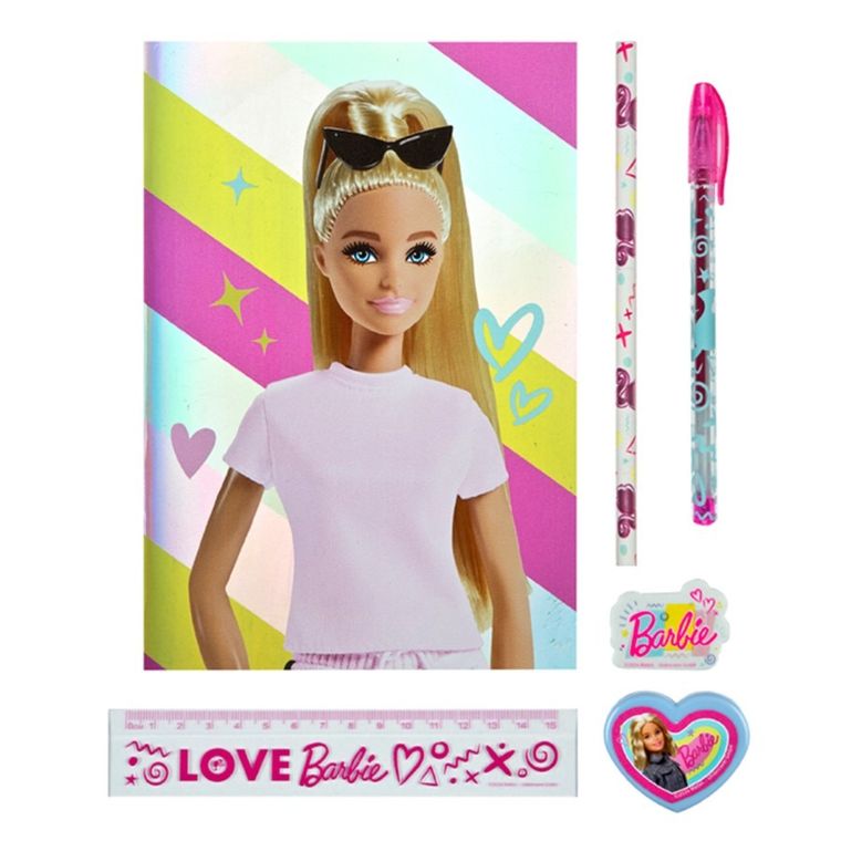 Barbie, zestaw przyborów szkolnych w saszetce 7 elementów