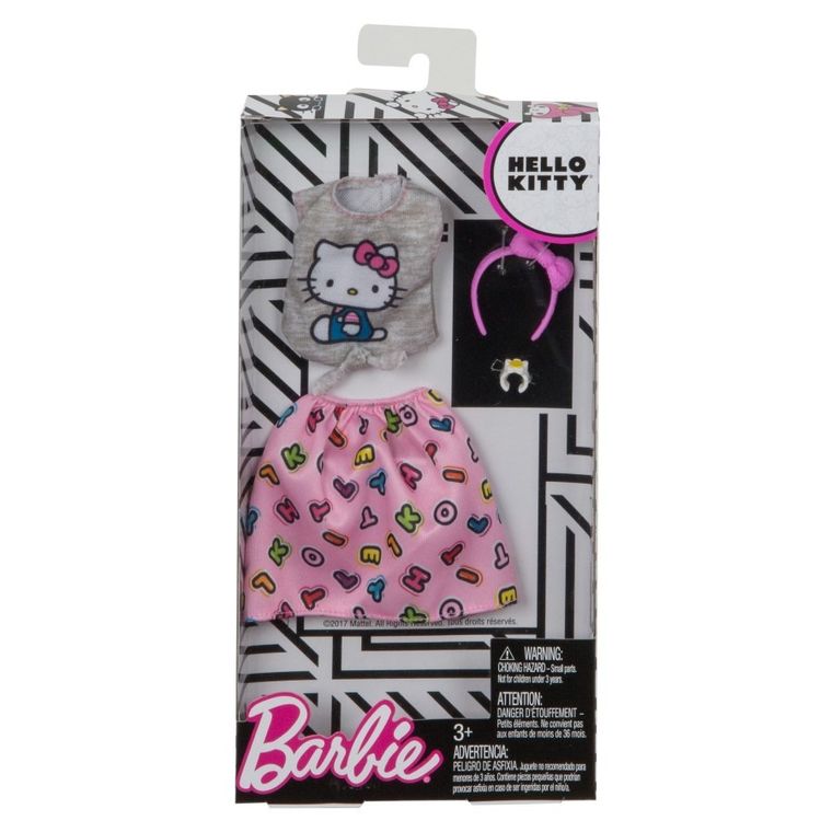 Barbie, zestaw ubranek i akcesoriów dla lalki, Hello Kitty