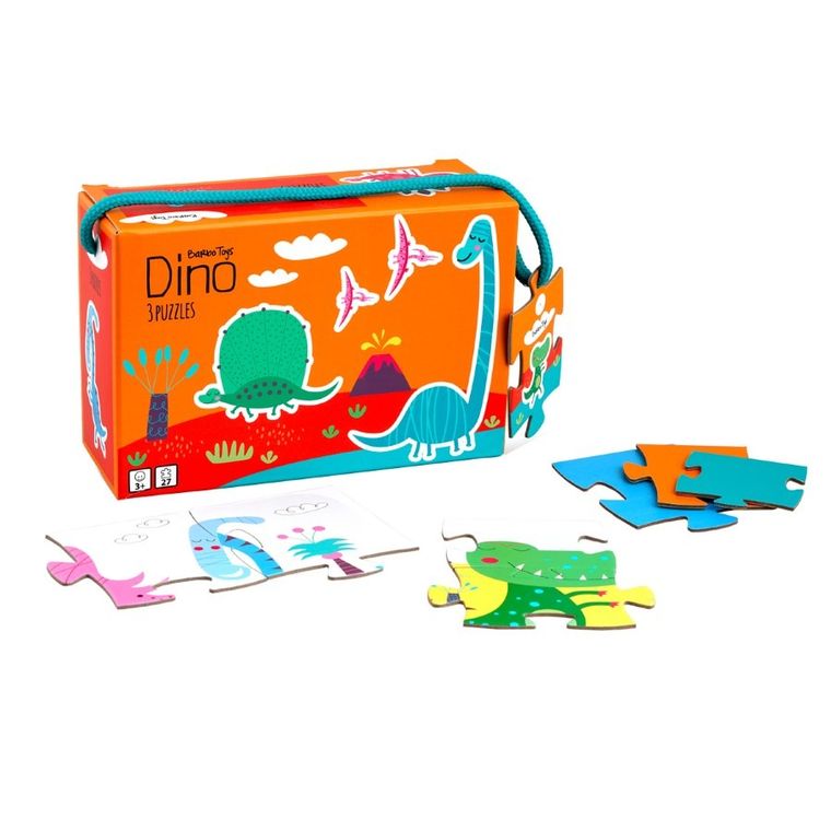 Barbo Toys, Little Bright Ones, Dinozaur, moje pierwsze puzzle, 3 układanki