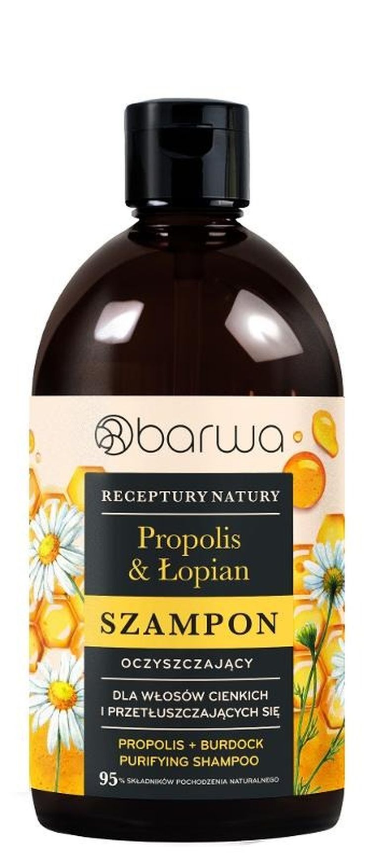 Barwa, Receptury natury, szampon oczyszczający do włosów cienkich i przetłuszczających się, propolis & łopian