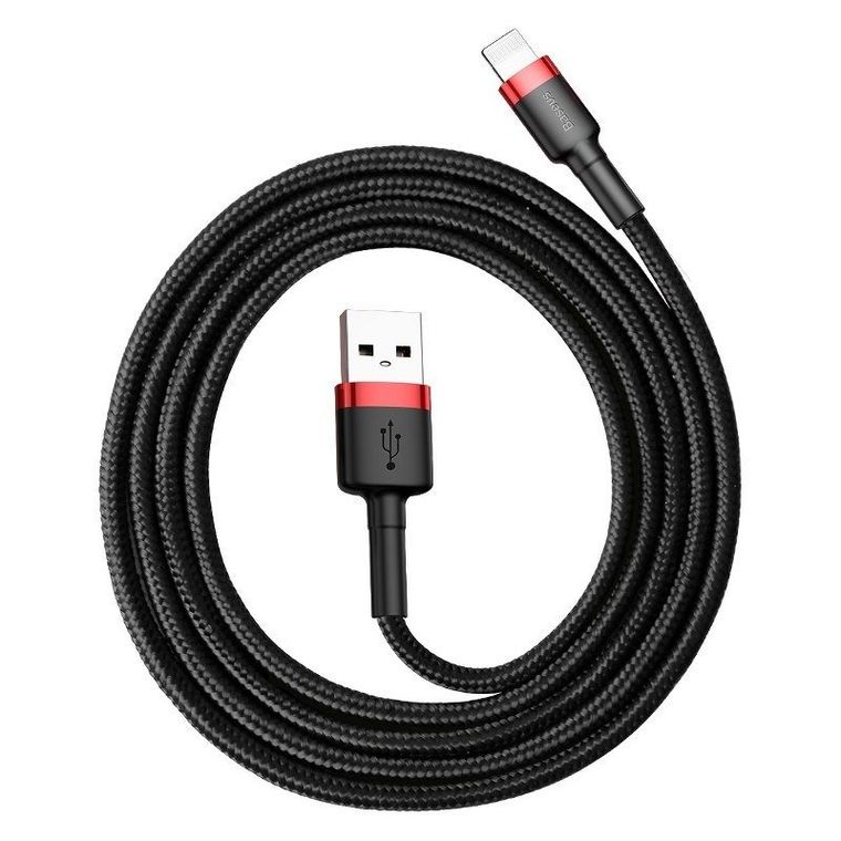 Baseus, kabel, CALKLF-C19, lightning M, USB 2.0 M, 2m, czarno-czerwony