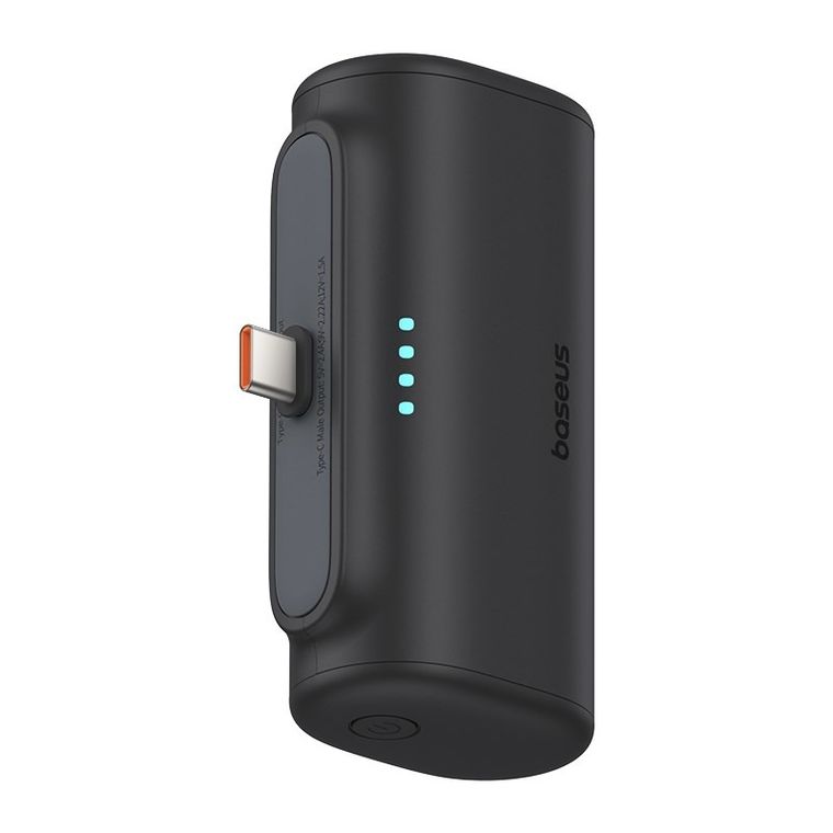 Baseus, powerbank, Compact, 5000mAh, USB-C, czarny