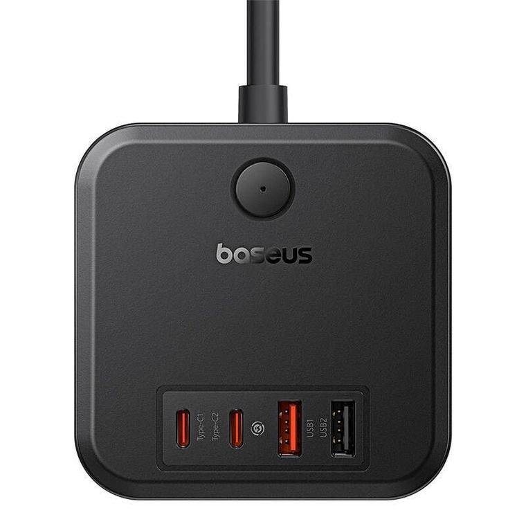 Baseus, PowerCombo, listwa zasilająca, 1,5m, czarny, 3AC+2U+2C, 30W, EU
