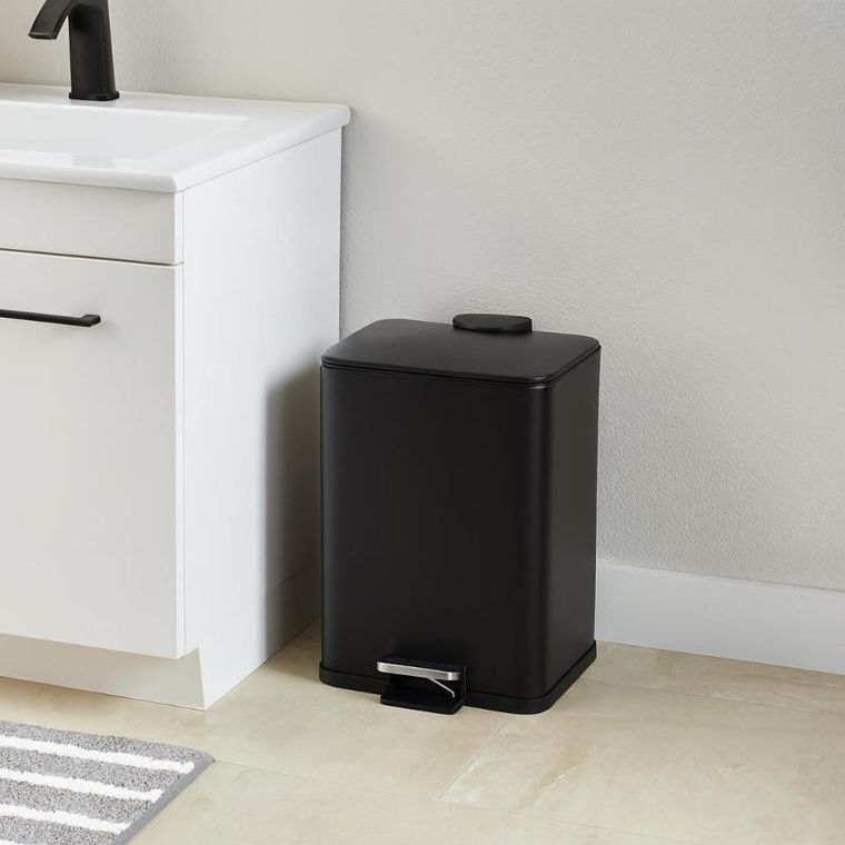 Bathroom Solutions, Delta, kosz na śmieci, metalowy, czarny, 20l