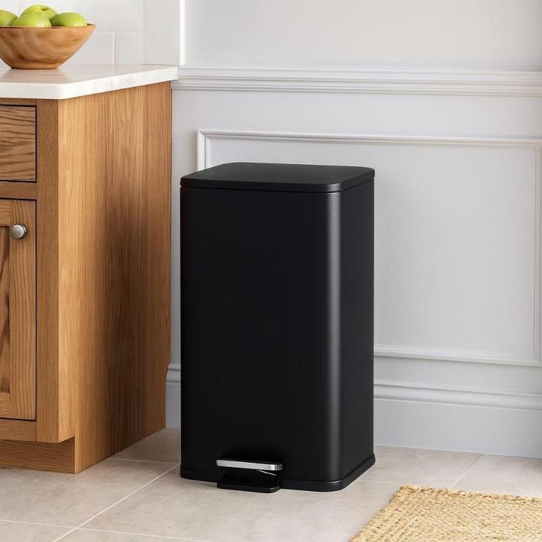 Bathroom Solutions, Delta, kosz na śmieci, metalowy, czarny, 30l