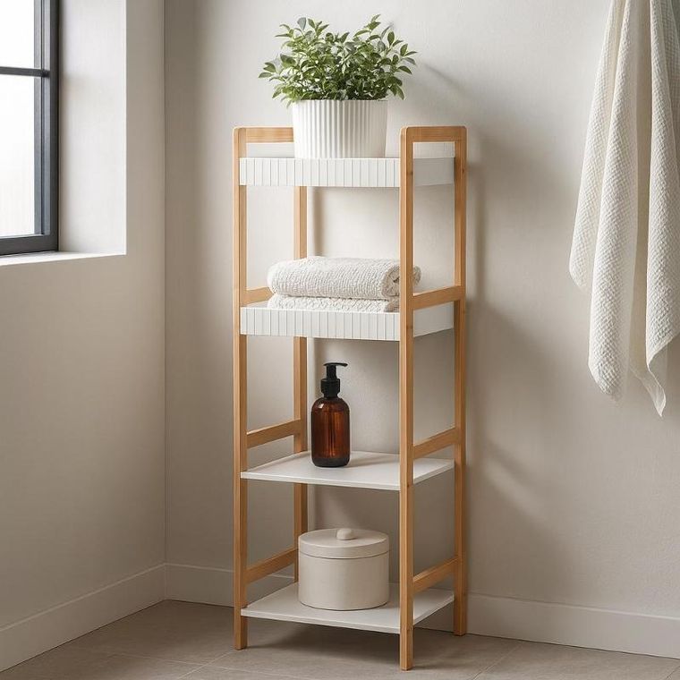 Bathroom Solutions, Forma, słupek łazienkowy, bambusowy, 36-33-110 cm