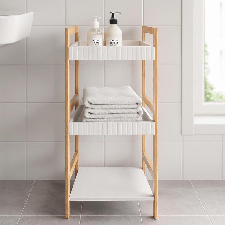 Bathroom Solutions, Forma, słupek łazienkowy, bambusowy, 36-33-80 cm
