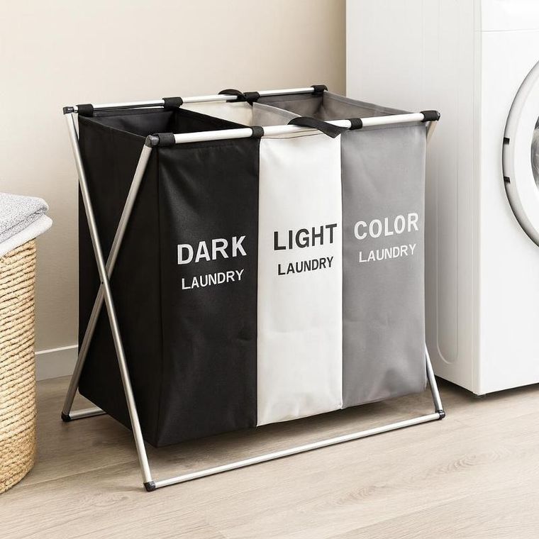 Bathroom Solutions, kosz na pranie z 3 przegródkami o pojemności 35l, 58-40-58 cm