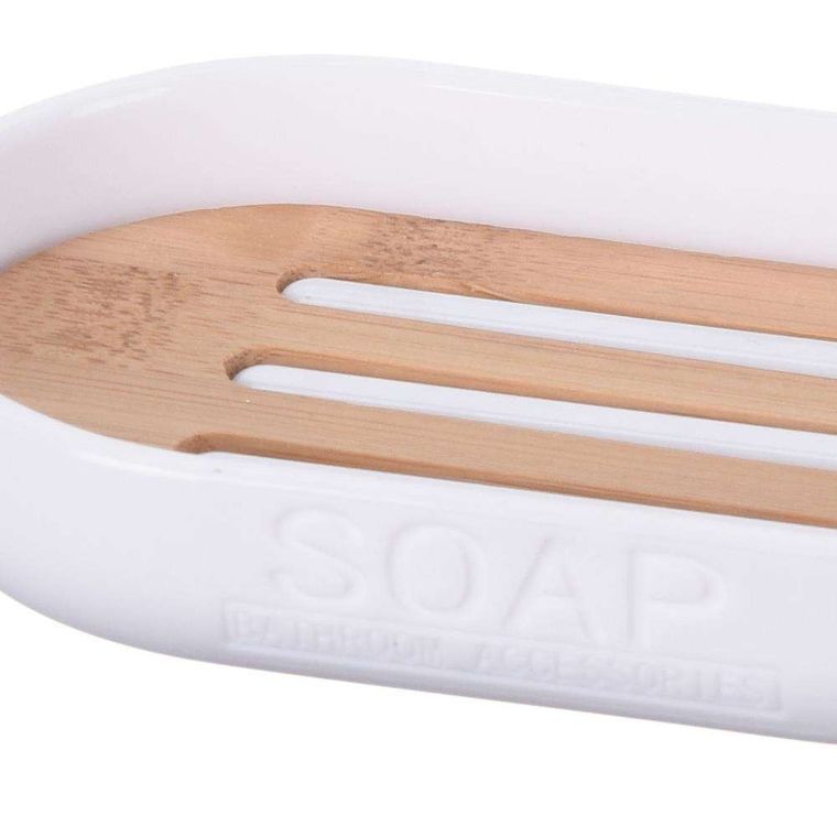 Bathroom Solutions, mydelniczka bambusowa, biała