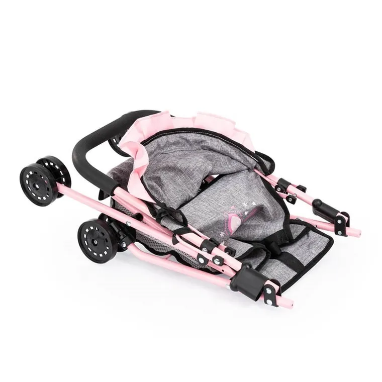Bayer Design, Buggy, wózek spacerówka dla lalek z torbą, różowo-szary